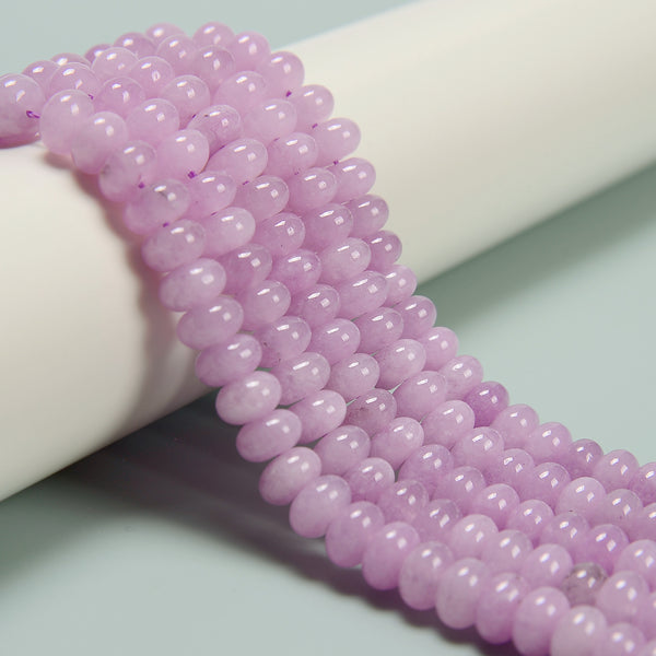 Kunzite Color Dyed Jade Smooth Rondelle Beads Size 5x8mm 15.5'' Strand