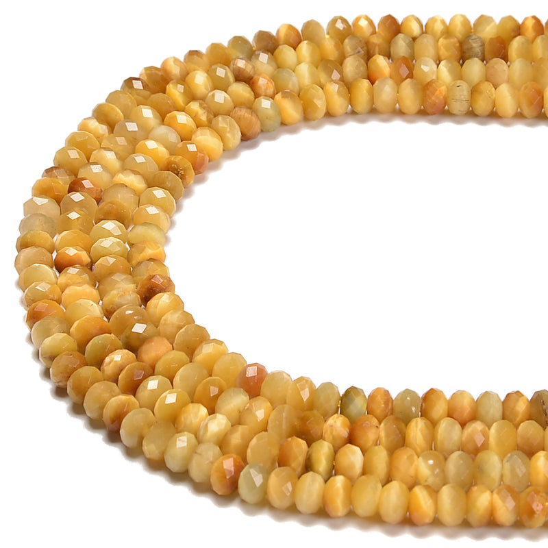 Golden Tiger Eye Faceted Rondelle Beads Size 4x6mm 15.5'' Strand