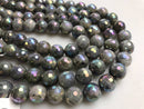 rainbow coated labradorite faceted round beads