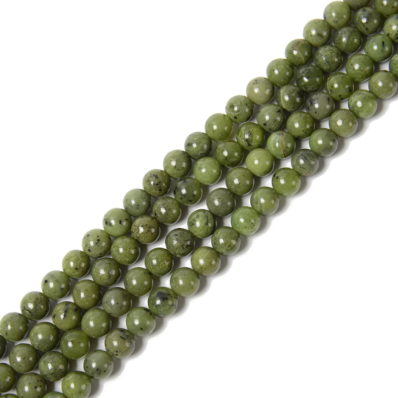 Natural Canadian Jade Smooth Round Beads Size 6mm 8mm 15.5'' Strand