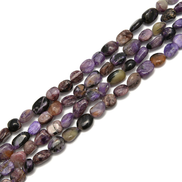Charoite Pebble Nugget Beads Size Approx 6x8mm 15.5'' Strand
