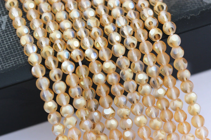 peach crystal glass faceted round beads