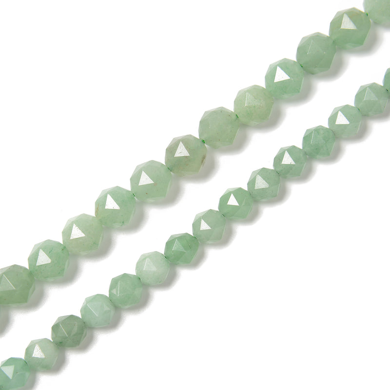 Natural Green Aventurine Diamond Star Cut Beads Size 8mm 10mm 15.5'' Strand