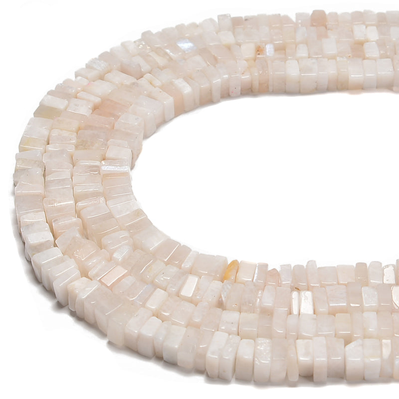Natural Rainbow Moonstone Square Heishi Disc Beads Size 3x6mm 15.5'' Strand