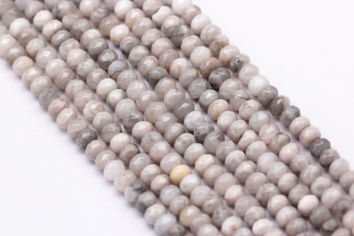 white agate faceted rondelle beads 
