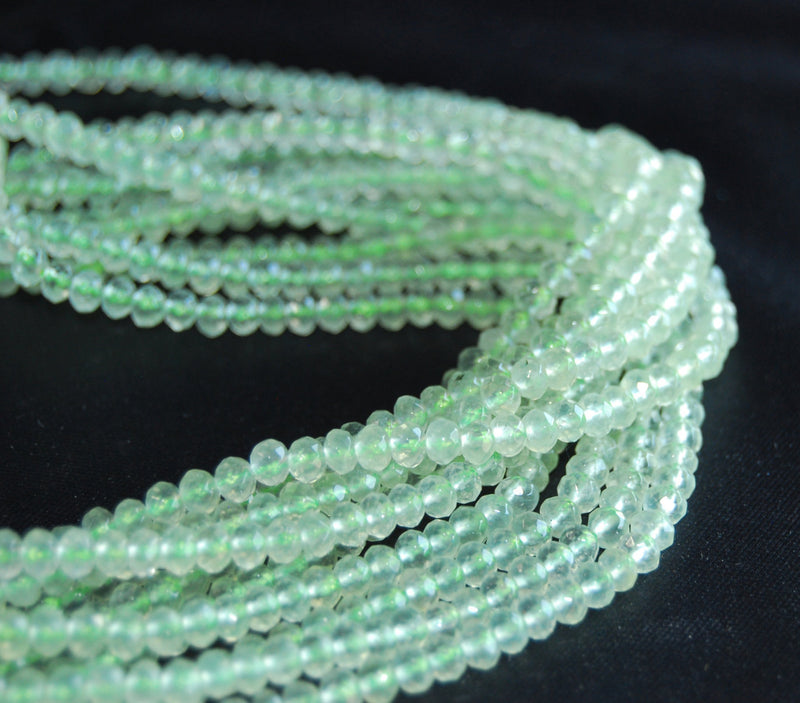 green rutilated quartz faceted rondelle beads