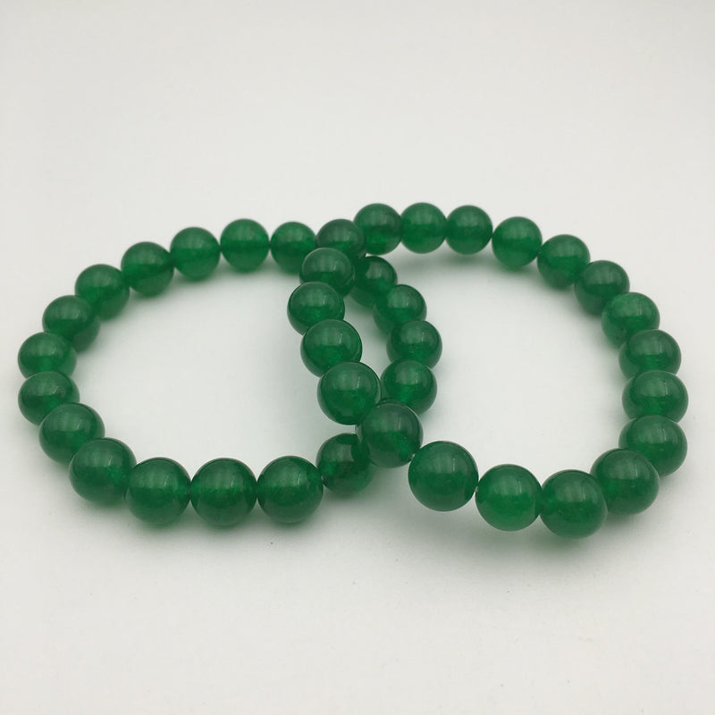 green dyed jade bracelet smooth round