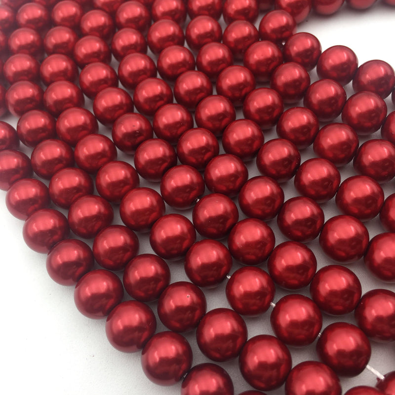Bright Red Glass Pearl Smooth Round Beads 3mm 4mm 6mm 8mm 10mm 12mm 15.5" Strand