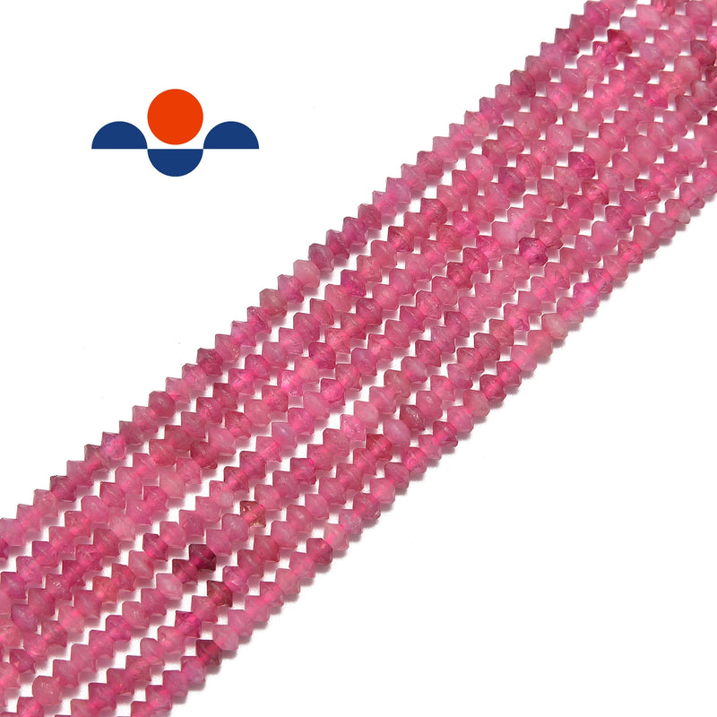 natural pink tourmaline faceted rondelle Discs beads 