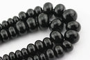 black onyx graduated smooth rondelle beads