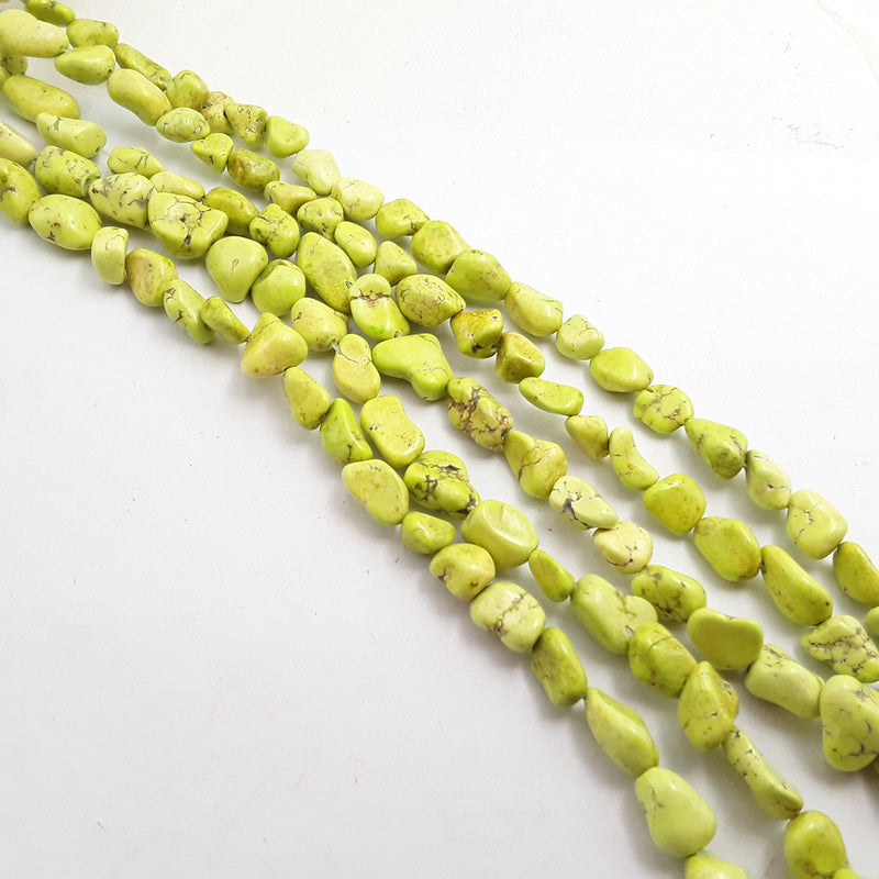 yellow magnesite turquoise pebble nugget beads