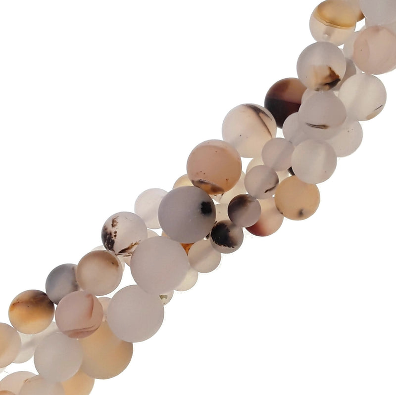 dendritic montana agate matte round beads