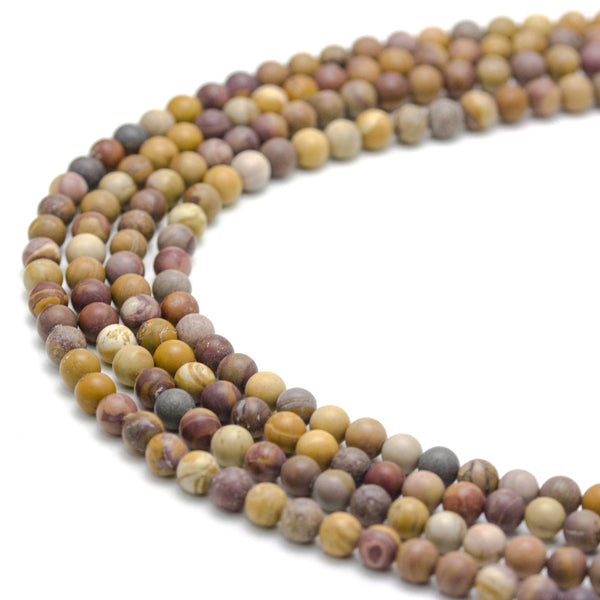 sunset mookaite matte round beads