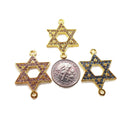 star of david pendant gold silver plated copper micro pave rhinestone