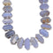 Blue Lace Agate Graduated Center Drill Points Beads Approx 25-30mm 15.5" Strand