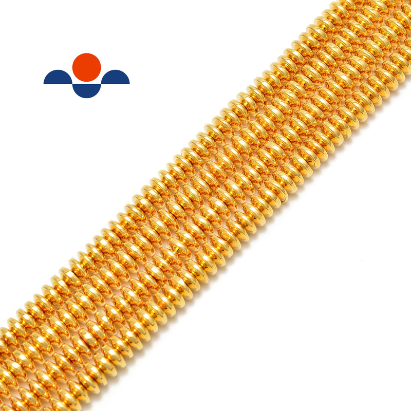 Titanium Gold /Silver/Rose Gold Hematite Rondelle Discs Beads 3x8mm 15.5" Strand