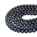 natural black jet smooth round beads