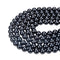 natural black jet smooth round beads