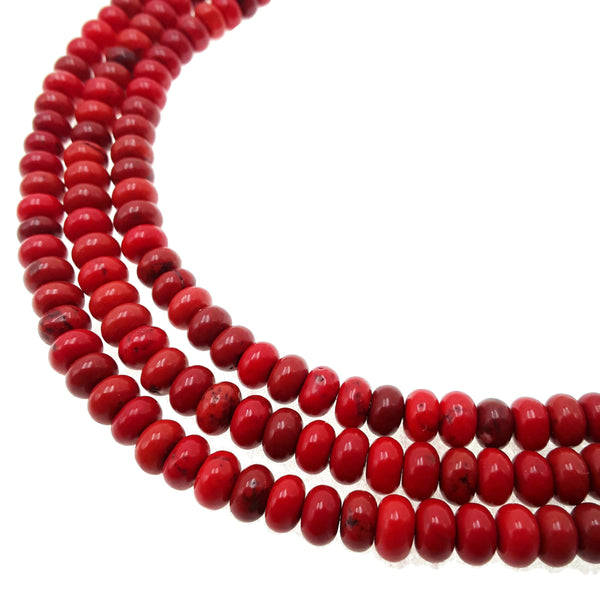 red magnesite turquoise smooth rondelle 