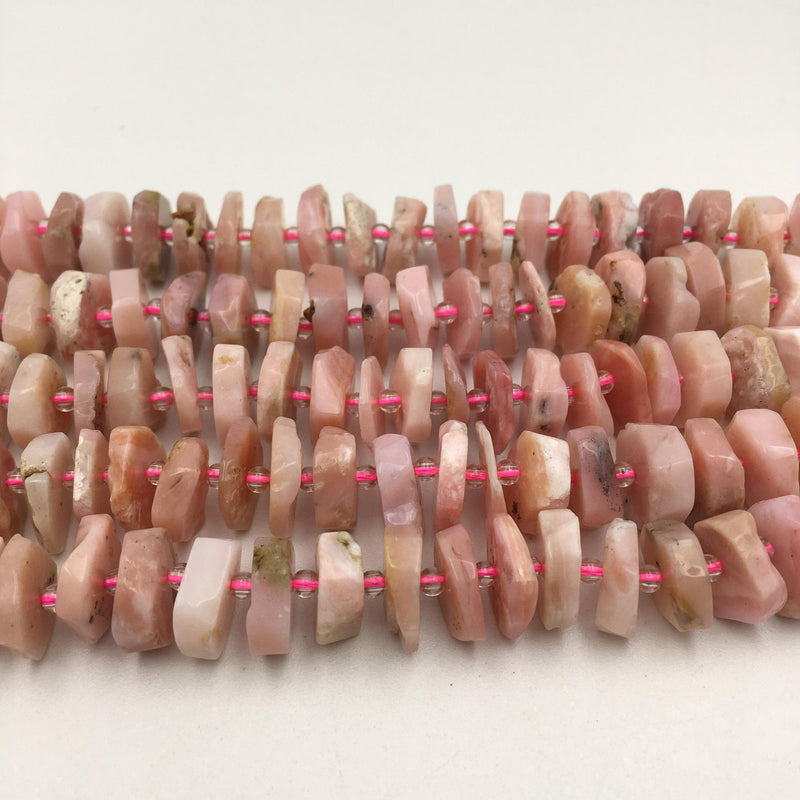natural pink opal faceted irregular rondelle beads