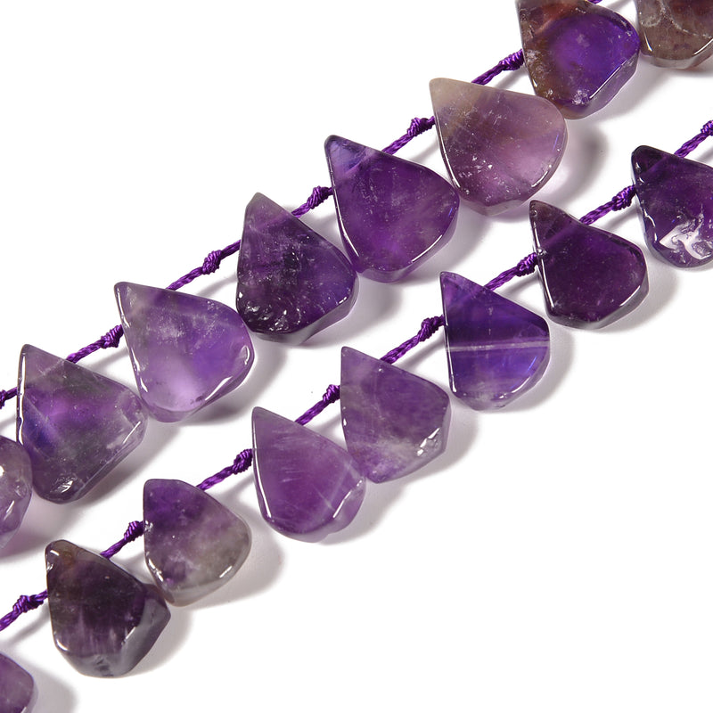 Natural Amethyst Top Drill Teardrop Beads Size 10-14mm x 15-18mm 15.5'' Strand