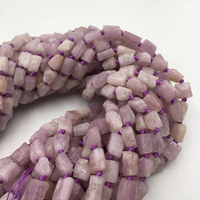 natural kunzite rough faceted cyinder tube beads 