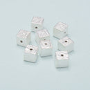 925 Sterling Silver Cube Beads Size 7.4mm 2pcs per Bag