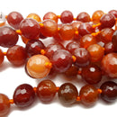 Natural Carnelian Graduated Faceted Round Beads 14mm-24mm 15.5" Strand