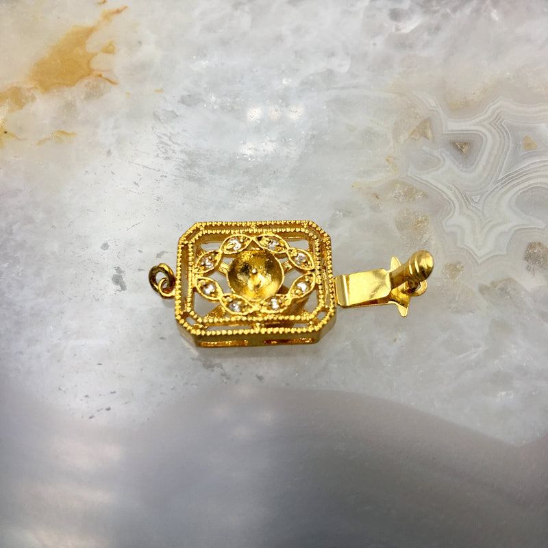 gold plated copper with micro pave clear zircon clasp