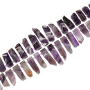 Chevron Amethyst Graduated Slab Slice Stick Points Beads Approx 20-45mm 15.5" Strand