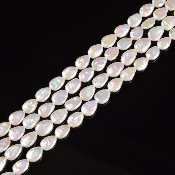 White Fresh Water Pearl Teardrop Shape Beads Size 9-10mm x12-14mm 15.5'' Strand