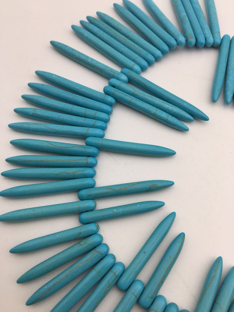 blue howlite turquoise graduated spike Points beads