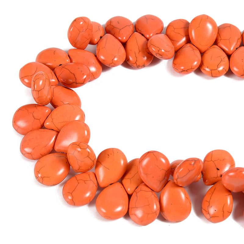 Orange Color Howlite Turquoise Top Drill Teardrop Beads Size 15x20mm 15.5'' Str