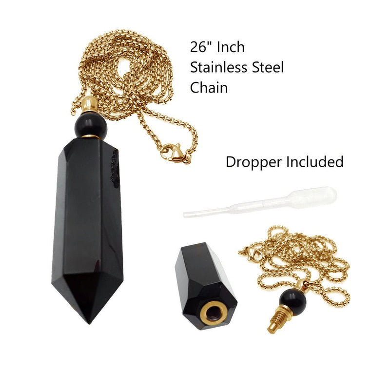 natural stone essential oil necklace perfume bottle faceted Points gold chain