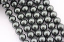black gray shell pearl smooth round beads