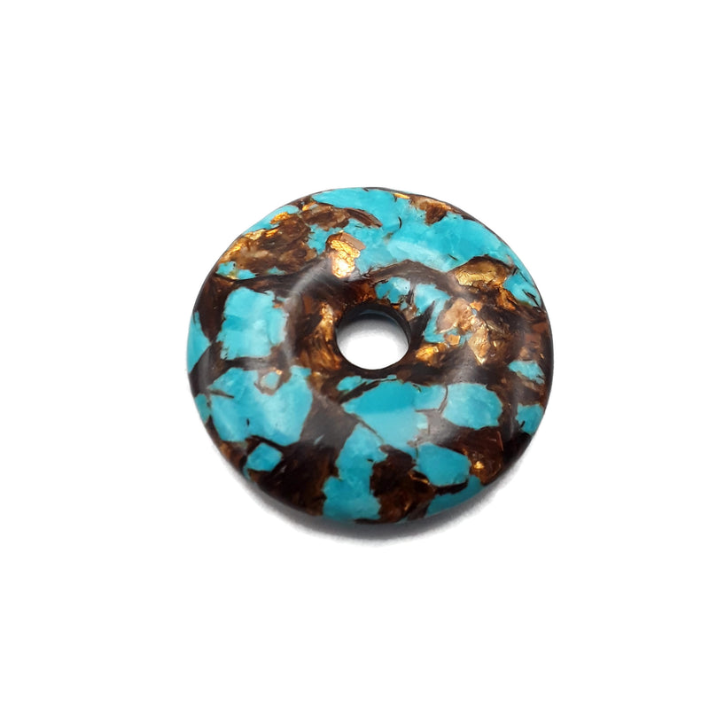 bronzite turquoise donut circle pendant