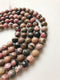 large hole rhodonite smooth round beads
