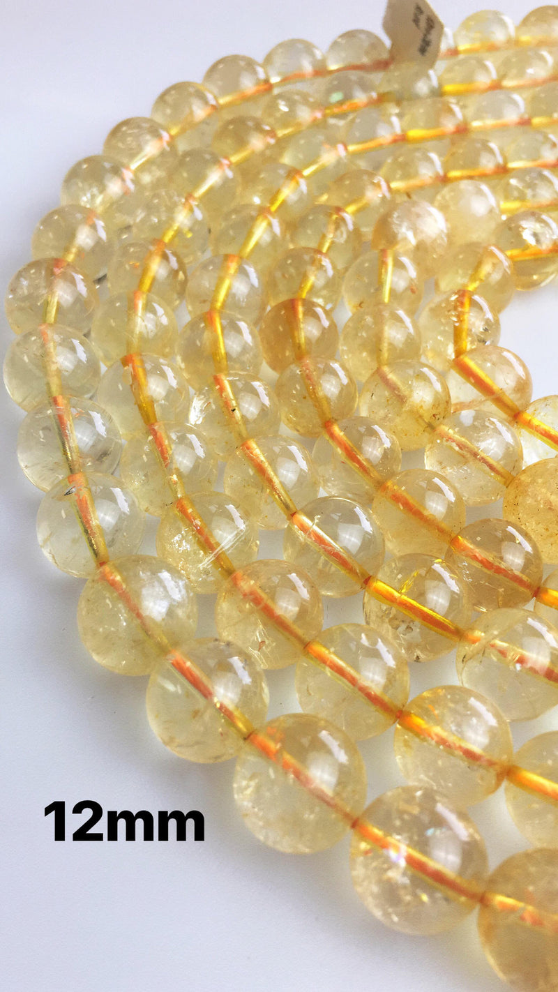 natural citrine smooth round beads
