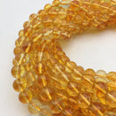 citrine colored quartz smooth round beads