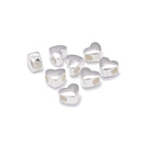925 Sterling Silver Large Hole Heart Beads Size 6.6x7.7mm 5pcs per Bag