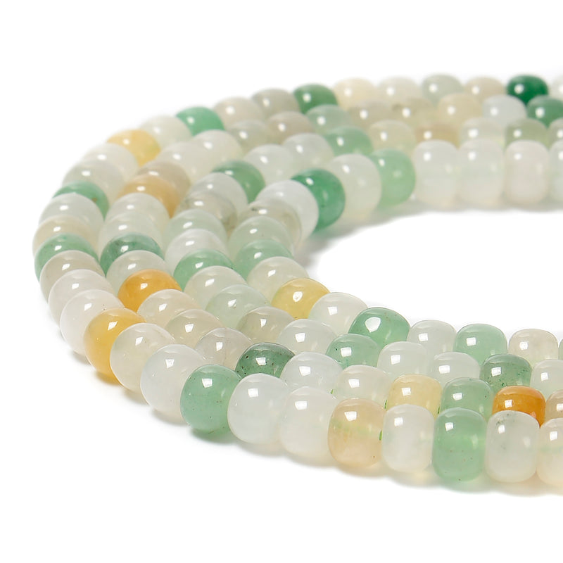 Natural Multi Color Jade Smooth Rondelle Beads Size 5x8mm 15.5'' Strand