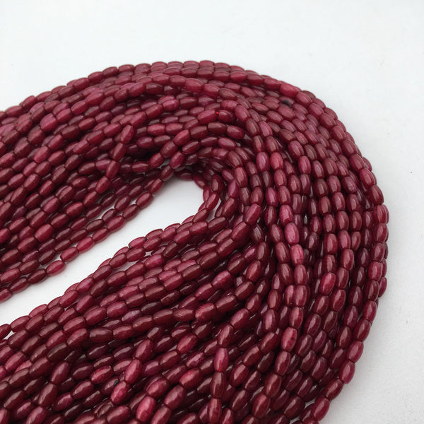 ruby red dyed jade rice shape beads 