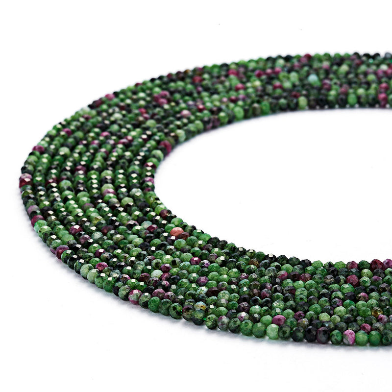 natural ruby zoisite faceted rondelle beads 
