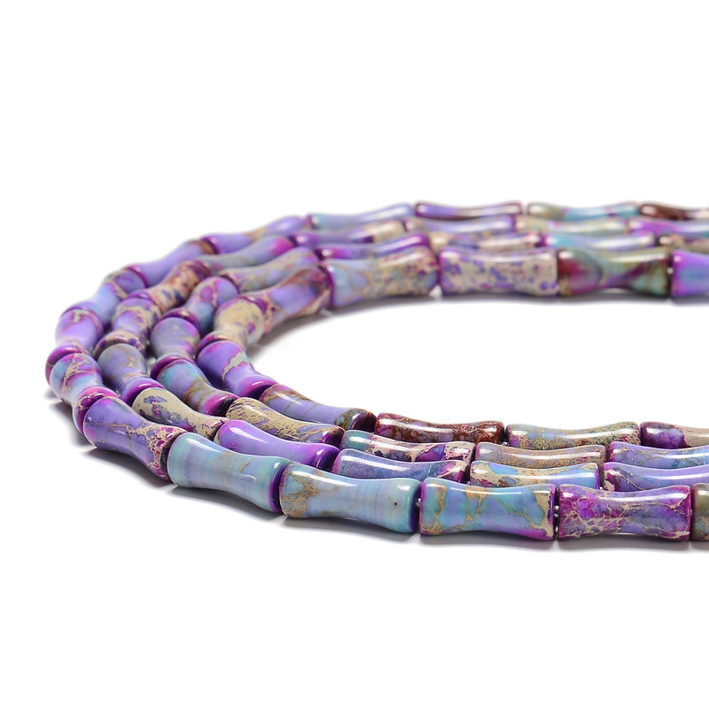 Purple Galaxy Sea Sediment Jasper Bamboo Tube Beads Size 5x13mm 15.5'' Strand