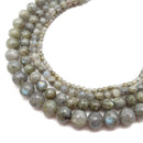 Labradorite Faceted Round Beads Size 4mm 6mm 8mm 10mm 12mm 15.5" Strand