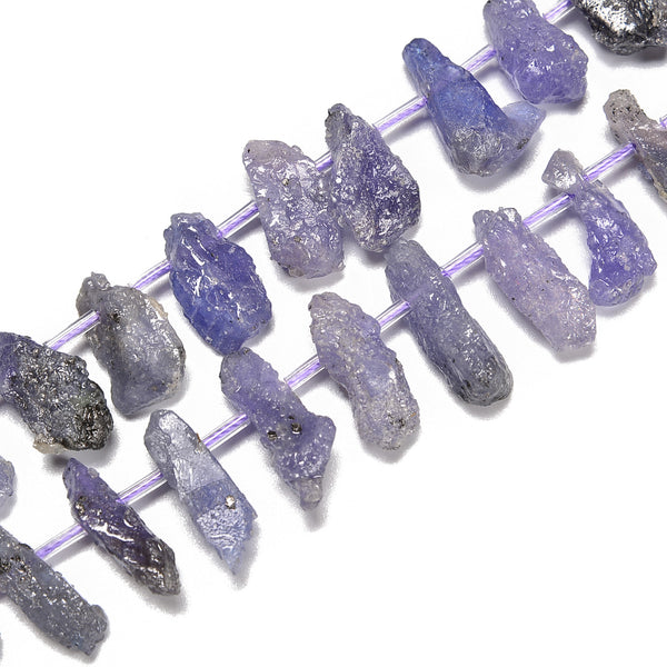 Natural Tanzanite Rough Nugget Top Drilled Beads Size 15-20mm 15.5'' Strand