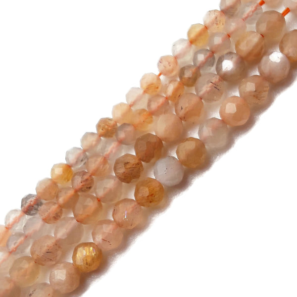 Natural Peach Moonstone Faceted Round Beads 2mm 3mm 4mm 15.5" Strand