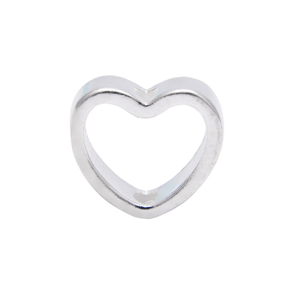 925 Sterling Silver Hollow Heart Shape Charm Size 4x10mm Sold 3Pcs Per Bag