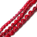Red Howlite Turquoise Skull Beads 6x8mm 8x10mm 10x12mm 15.5" Strand