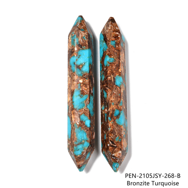 Bronzite Lapis /Turquoise Double Point Size 15x100mm Sold By Piece